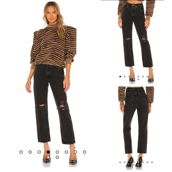 Agolde Jeans 90’s Mid Rise Loose Fit Jeans in Smokestack Washed Black 23